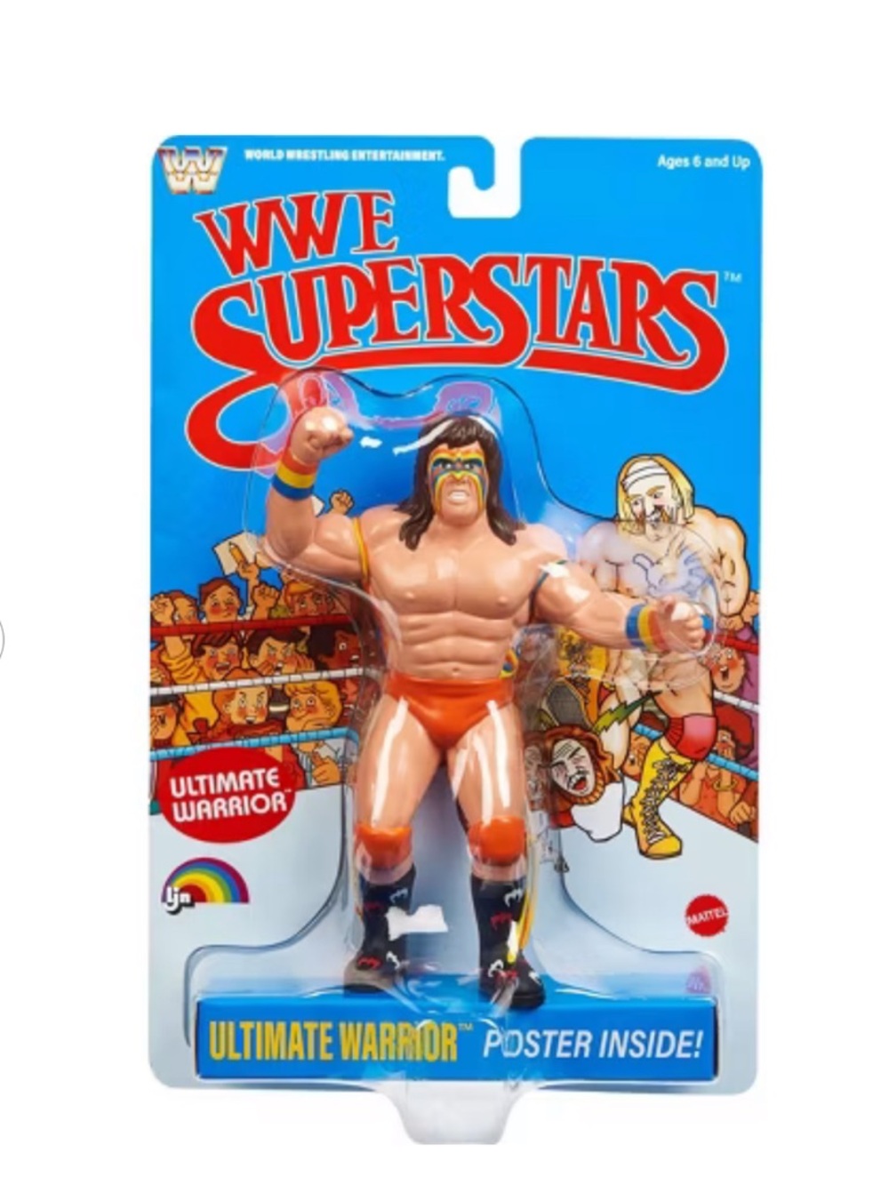 LJN WWE Superstars Ultimate Warrior Action Figure, 1980s Retro 8" Blue Card